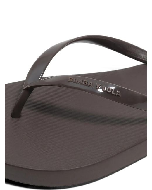 Bimba Y Lola Brown Logo-Print Flip-Flops