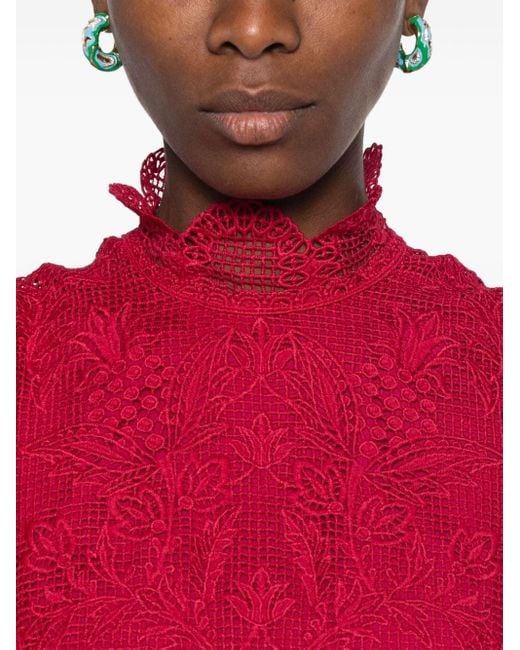 FARM Rio Guipire Midi Dress in Red | Lyst