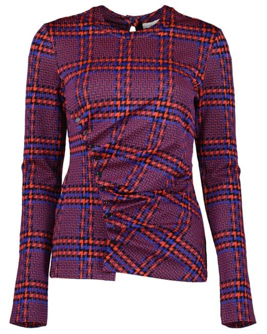 Rabanne Purple Geometric-Print Blouse