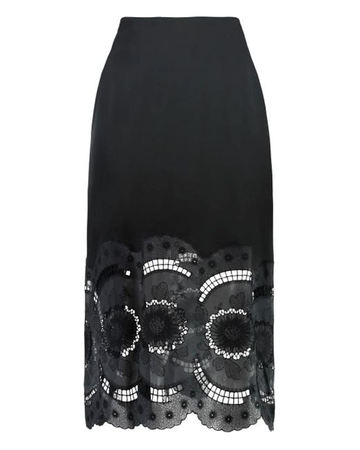 Stella McCartney Black Satin Midi Skirt