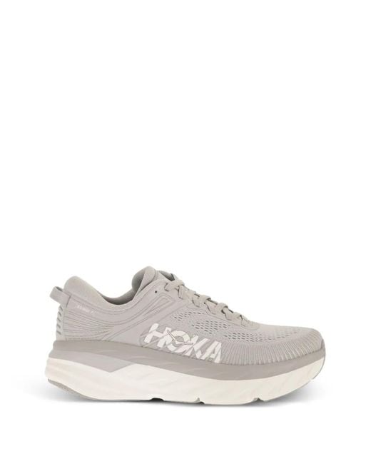 Hoka One One White Bondi 7 Mesh Sneakers