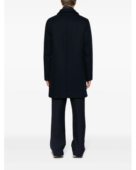 Herno Blue Single-Breasted Layered Coat for men