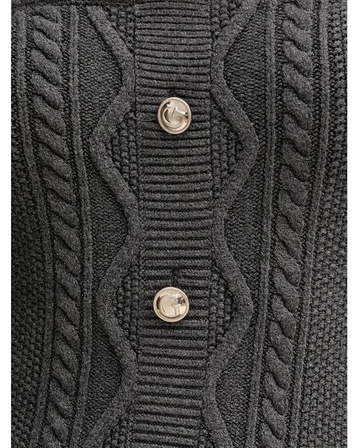 Guess Gray Cable Knit Button Mini Dress