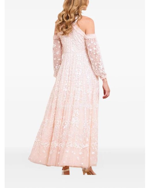 Needle & Thread Pink Embroidered-Flowers Maxi Dress
