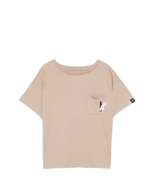 SPORT b. by agnès b. Natural Chest-Pocket Embroidered-Detail T-Shirt