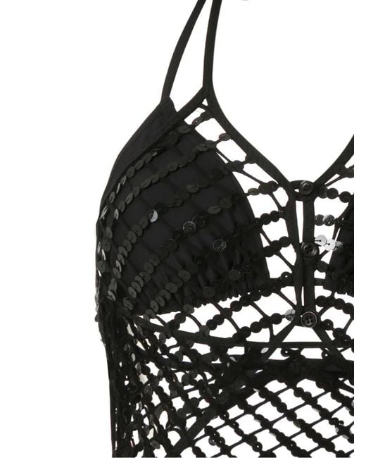 Amir Slama Black Mesh Panels Swimsuit