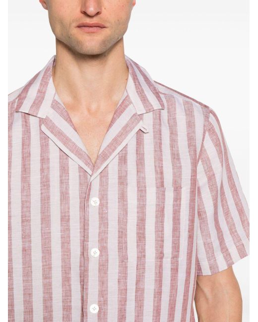 Chemise rayée en lin Lardini pour homme en coloris Pink