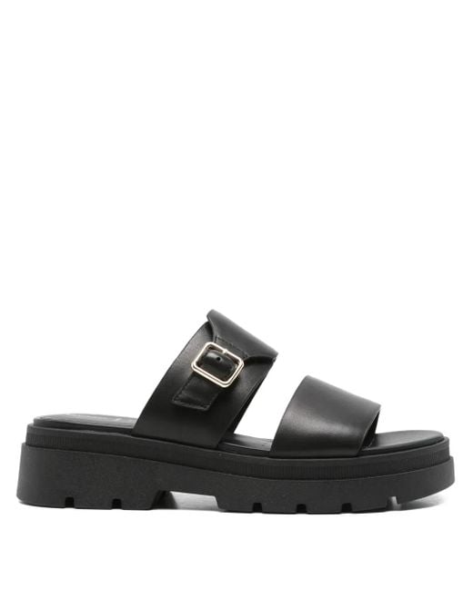 Geox Black Buckle-Detail Platform Sandals