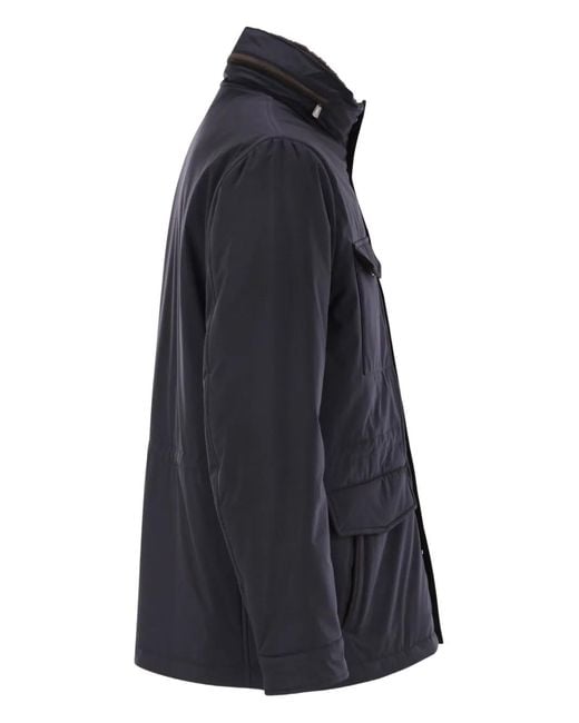 Fedeli Blue Removable-Neck Safari Jacket for men