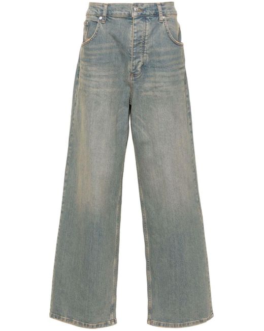 M I S B H V Gray Mid-rise Wide-leg Jeans for men
