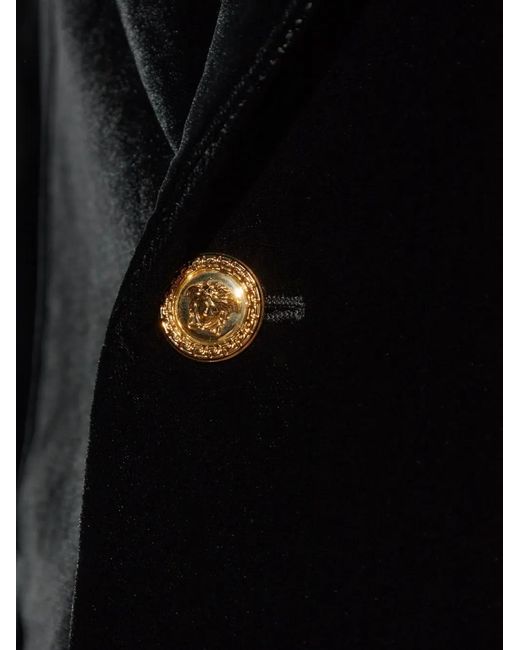 Versace Black Medusa Button Velvet Blazer for men