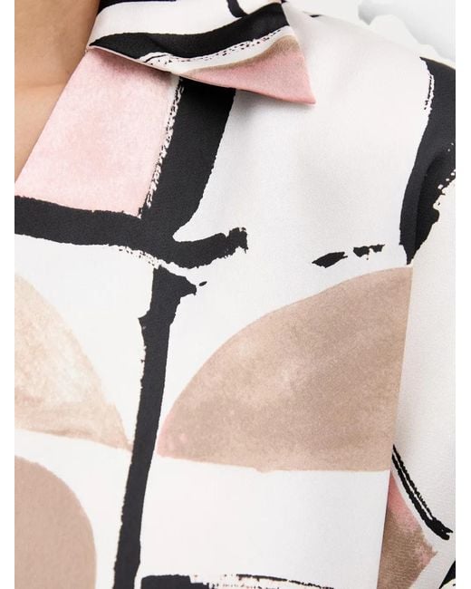 Joseph Ribkoff White Abstract-Print Short-Sleeve Top