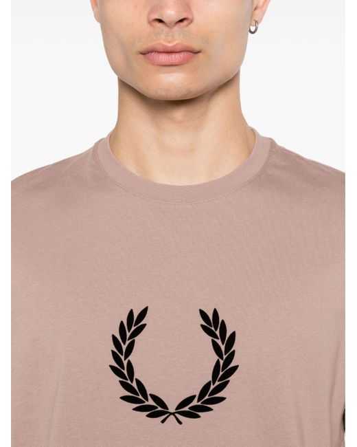 Fred Perry Pink Flocked-logo Cotton T-shirt for men