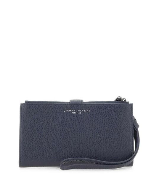 Gianni Chiarini Blue Dollaro Pebbled Leather Wallet
