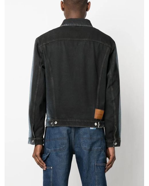 Heron Preston Black Gradient-Effect Regular Denim Jacket for men