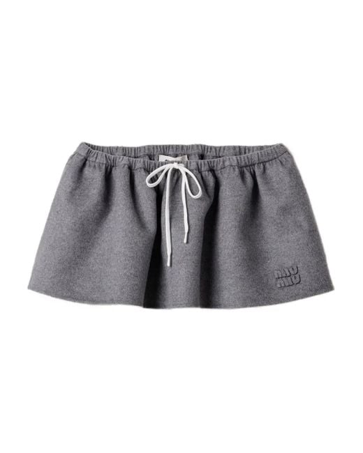 Miu Miu Gray Wool-Cashmere Mini Skirt
