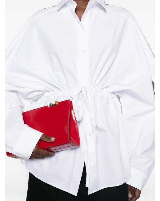 Thelatest White E-Dalida Drawstring-Waist Oversized Shirt