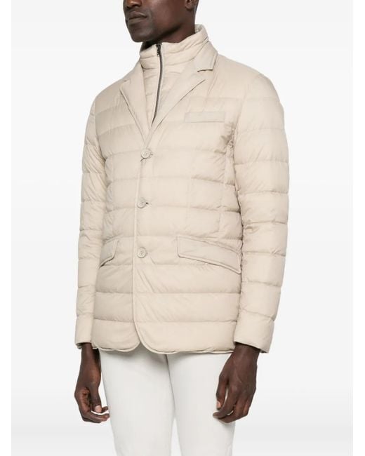 Herno Natural Quilted Button-Fastening Jacket for men