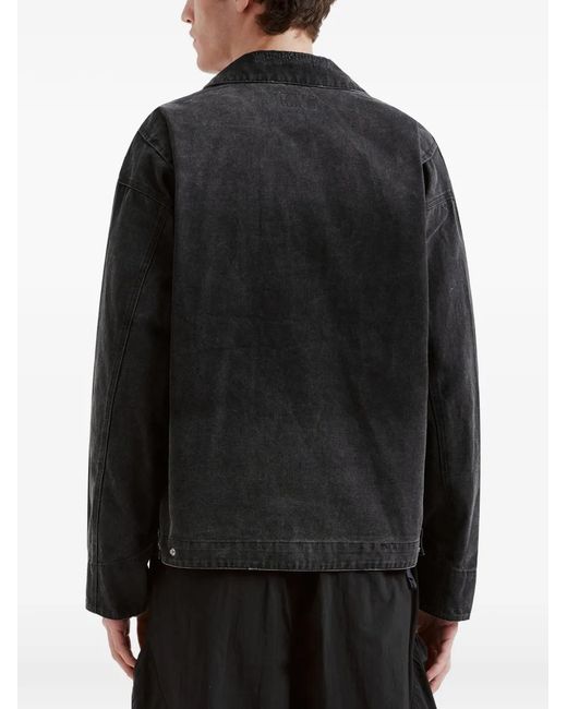 Izzue Black Distressed Zipped Cotton Jacket for men
