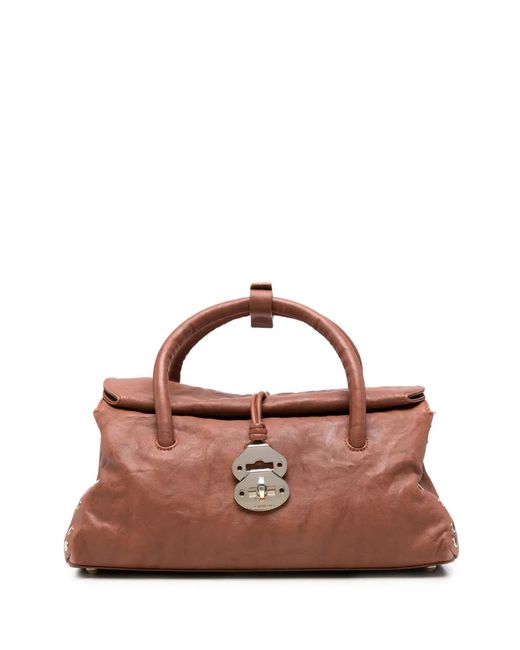 Zanellato Brown Dotta Twist-Lock Tote Bag