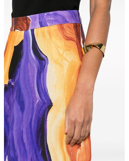 Dorothee Schumacher Blue Rainbow Flames Linen Skirt