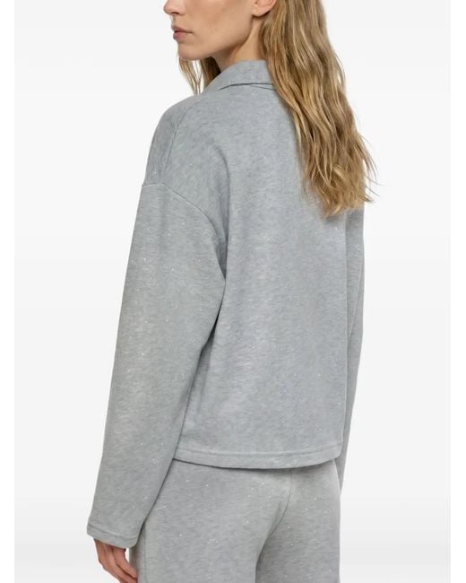 Karl Lagerfeld Gray Rhinestone Loungewear Sweatshirt
