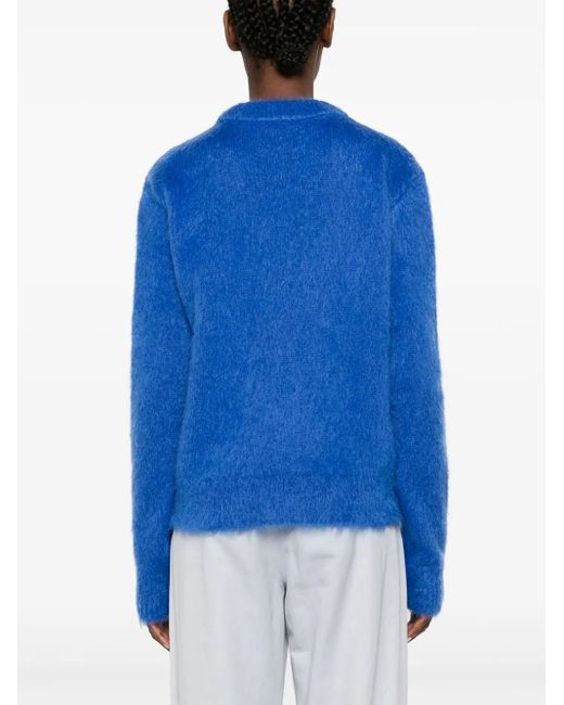 Balmain Blue Logo-Jacquard Jumper