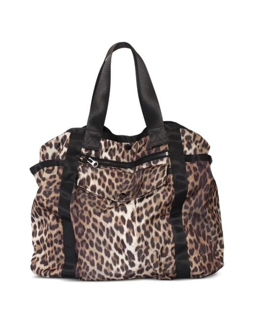 P.A.R.O.S.H. Black Leopard-Print Top-Handle Tote Bag