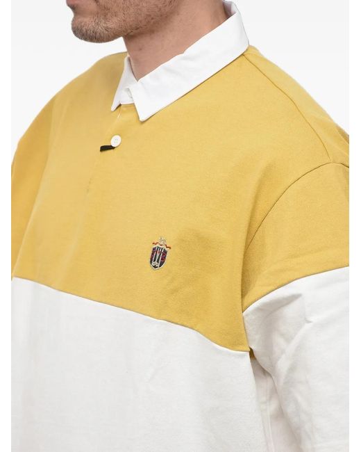 J.Press Yellow Striped Embroidered-Logo Polo Shirt for men