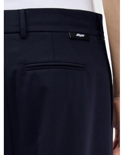 MSGM Blue Belt-Loop Wide-Leg Trousers for men