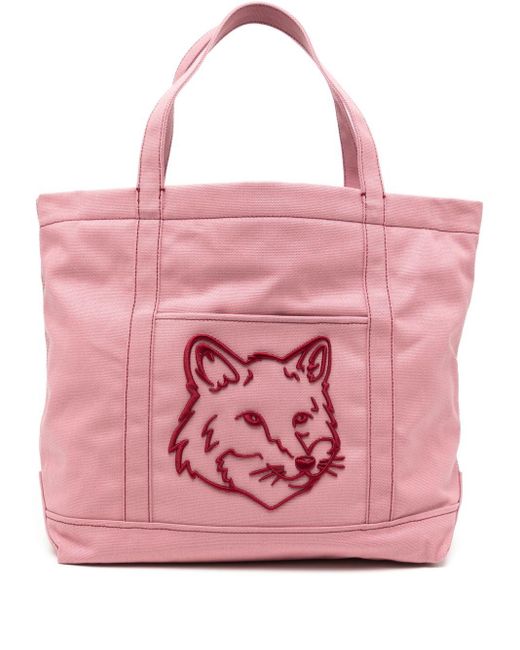 Maison Kitsuné Pink Logo-appliqué Tote Bag