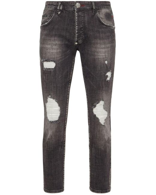 Philipp Plein Lion Circus Skinny-Jeans in Gray für Herren