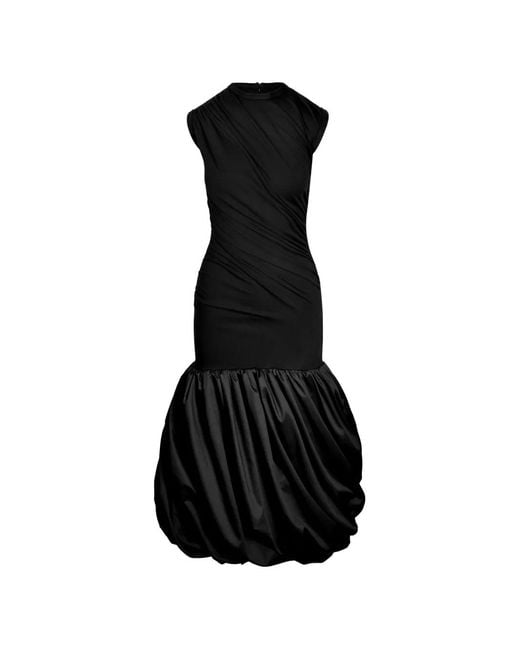 Ioana Ciolacu Black Ruched Balloon Midi Dress