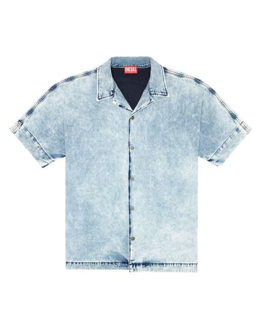 DIESEL Blue D-nabil-s Short-sleeved Denim Shirt for men
