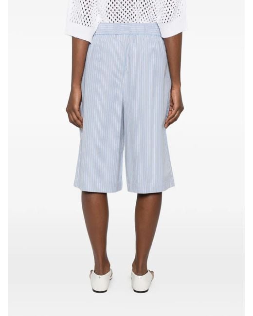 Bellerose White Striped Button-Up Shorts