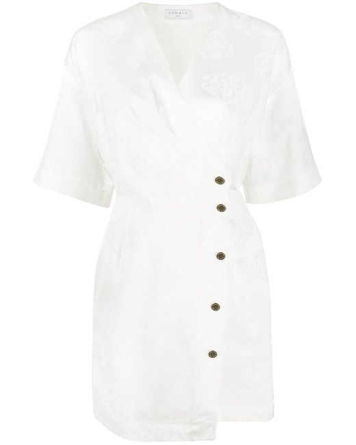 Robe imprimée à design cache-cœur Sandro en coloris White
