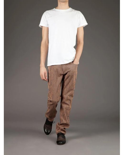 Carven Brown Checked Trouser for men