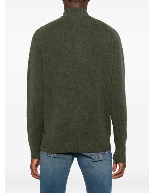 Barbour Green Half-Zip Wool Sweater for men