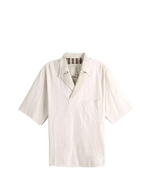 Ziggy Chen White Spread Collar T-Shirt for men