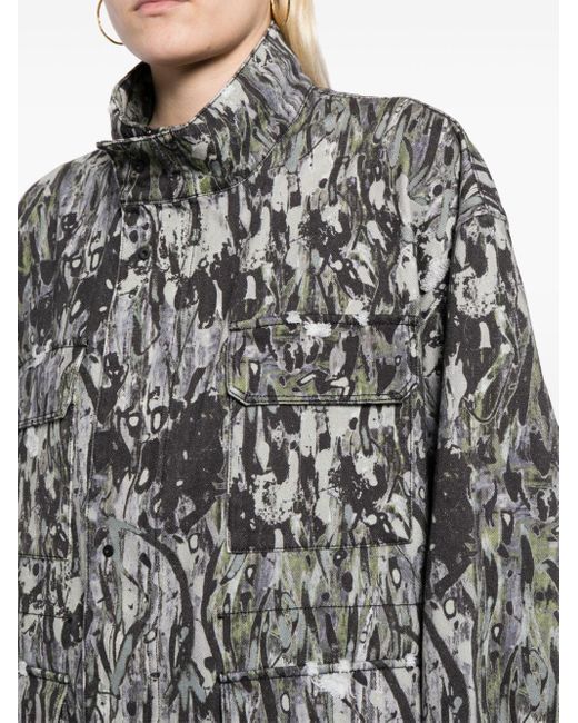JNBY Gray Oversized Floral-print Jacket