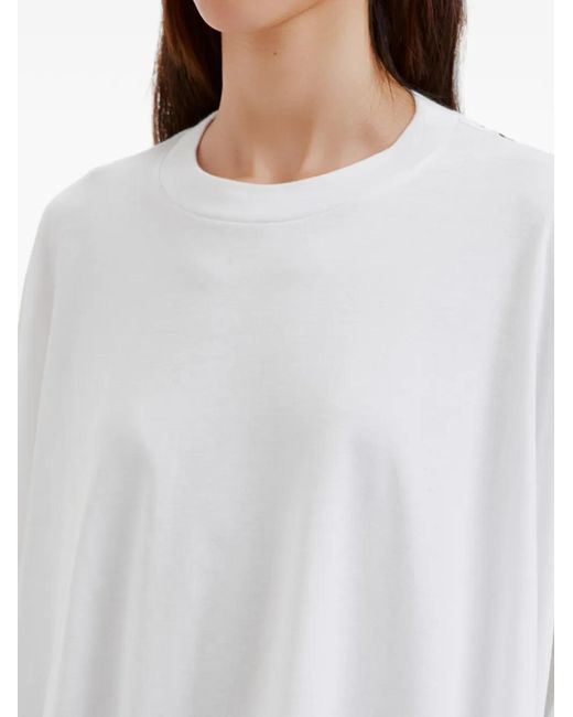 Enfold White Asymmetric-Hem Short-Sleeve T-Shirt