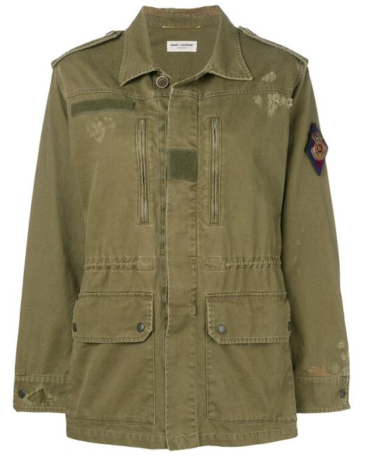 Saint Laurent Green Distressed Military Jacket