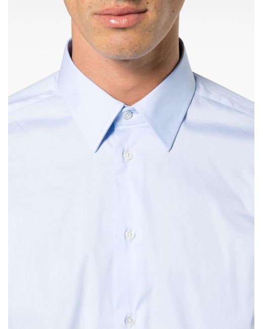 Emporio Armani Blue Long-sleeve Poplin Shirt for men