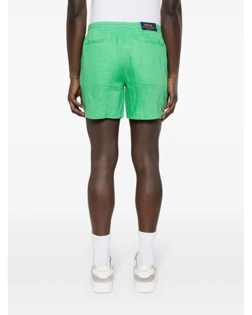 Polo Ralph Lauren Green Polo Pony-Motif Linen Shorts for men