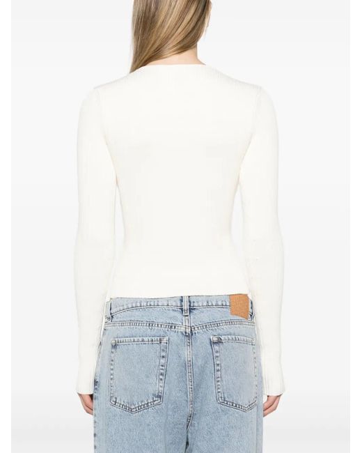 Magda Butrym White Long-Sleeve Ribbed Jumper