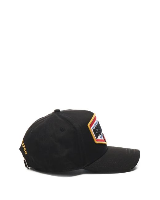 DSquared² Black Logo-Patch Adjustable Baseball Cap for men