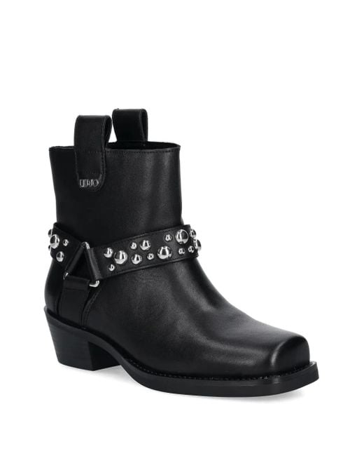Liu Jo Black Studded-Strap Boots