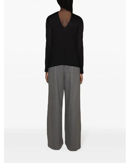 Fabiana Filippi Black V-Necj Fine-Knit Jumper
