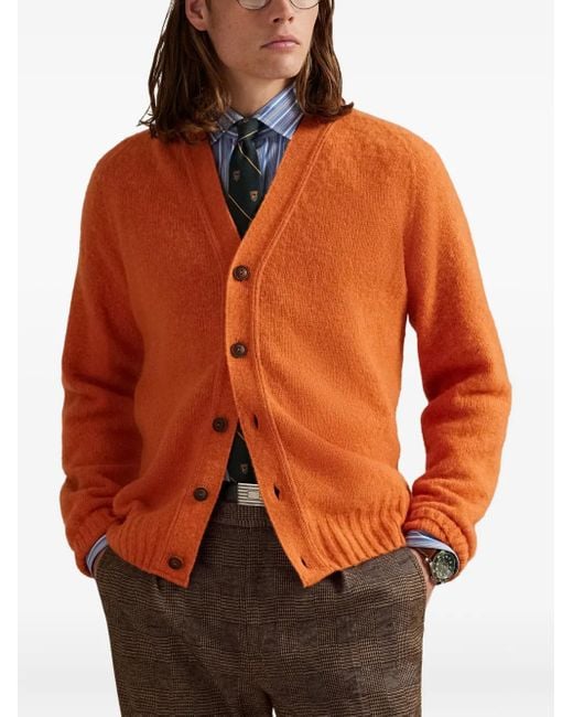 Polo Ralph Lauren Orange Long-Sleeve Button-Up Cardigan for men