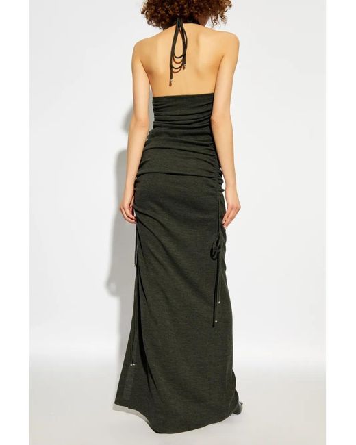 Burberry Black Rose Wool Halterneck Dress